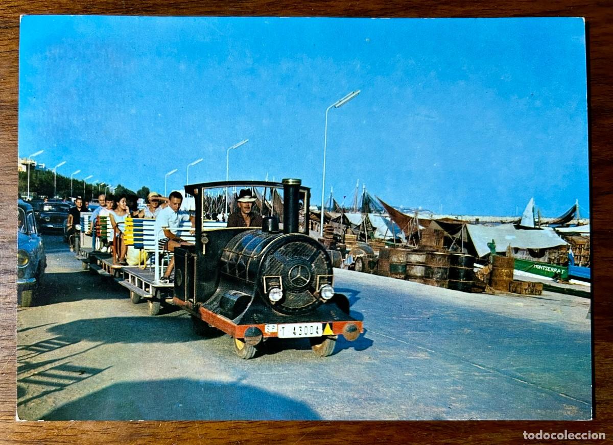 Postales: POSTAL PUERTO DE CAMBRILS TRANV&Iacute;A T&Iacute;PICO TREN TUR&Iacute;STICO - CAMPA&Ntilde;&Aacute; - A&Ntilde;O 1966 - SIN CIRCULAR