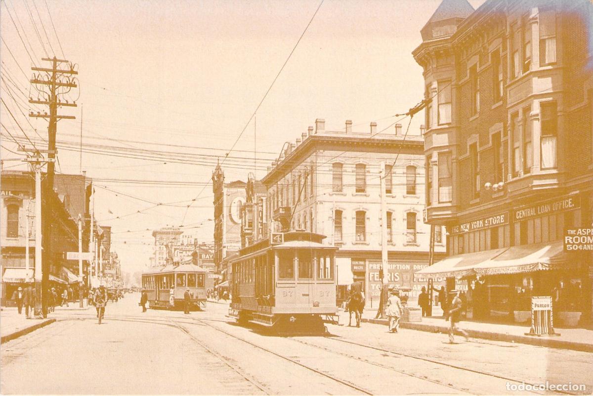 Postales: Postal de San Diego: 5th Avenue y Market Street tranvia