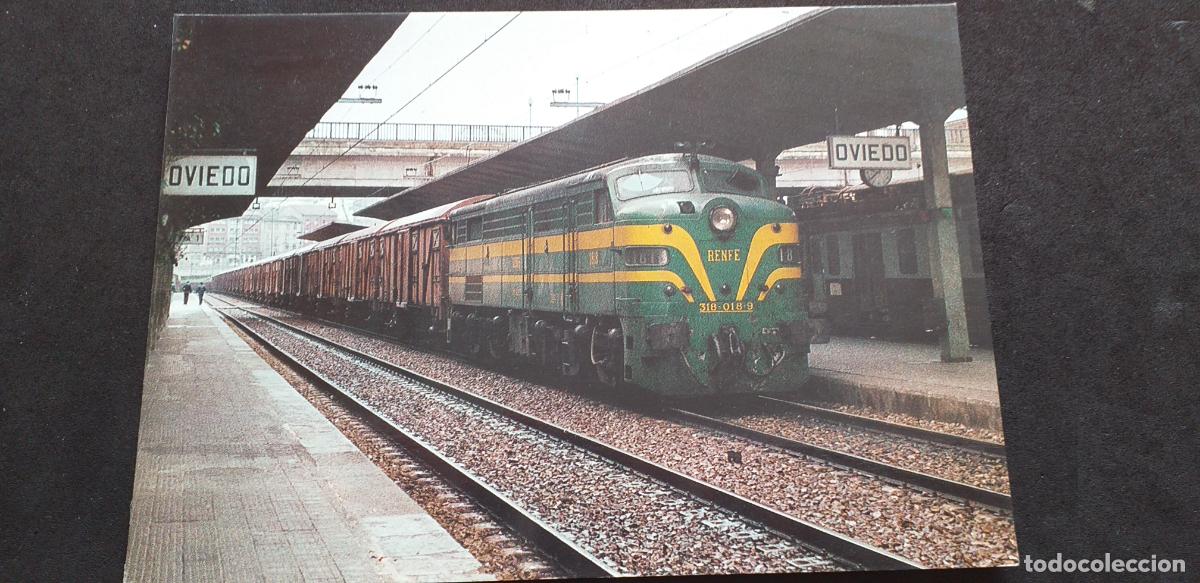 Postales: TRENES-V18-II-NO ESCRITA-150X105mm.-RENFE 318-018...ESTACION DE OVIEDO...