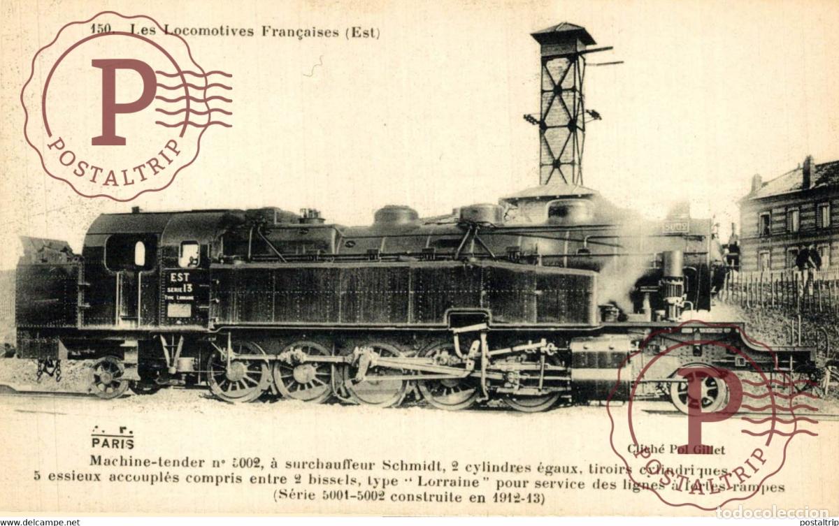 Postcards: Les Locomotives Fran&ccedil;aises. Machine tender n&ordm;5002 &agrave; surchauffeur Schmidt TREN TRAIN TREIN.