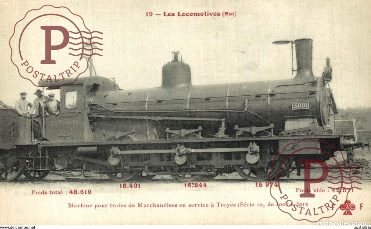 Postcards: Les Locomotives Fran&ccedil;aises Machine pour trains de Marchandises en service &agrave; Troyes TREN TRAIN TRE