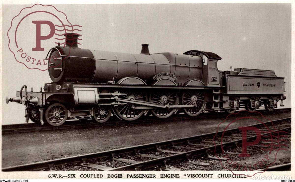Cartes Postales: Great Western six Coupled Bogie Passenger Engine Viscount Churchill TREN TRAIN TREIN.
