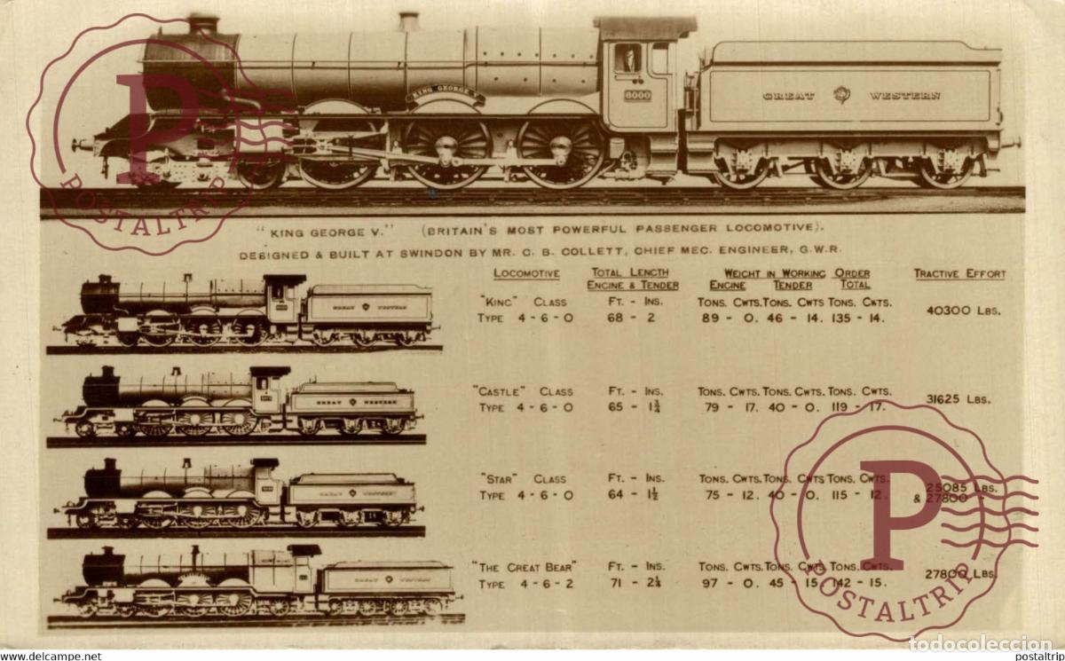 Postales: Great Western Railway King George V TREN TRAIN TREIN.