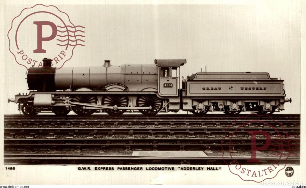 Postales: Great Western Railway Express Passenger Locomotive Adderley Hall TREN TRAIN TREIN.