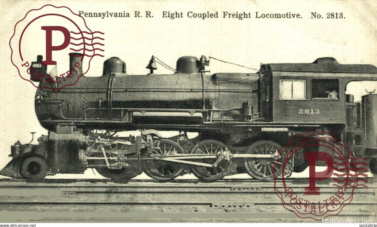 Postcards: PENNSYLVANIA RR EIGHT COUPLED FREIGHT LOCOMOTIVE RAILWAY USA TREN TRAIN TREIN.