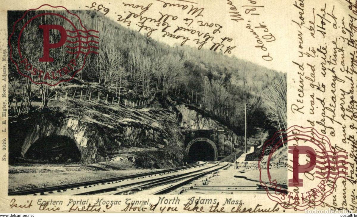 Postcards: Massachusetts North Adams EASTERN Portal Hoosac Tunnel USA TREN TRAIN TREIN.