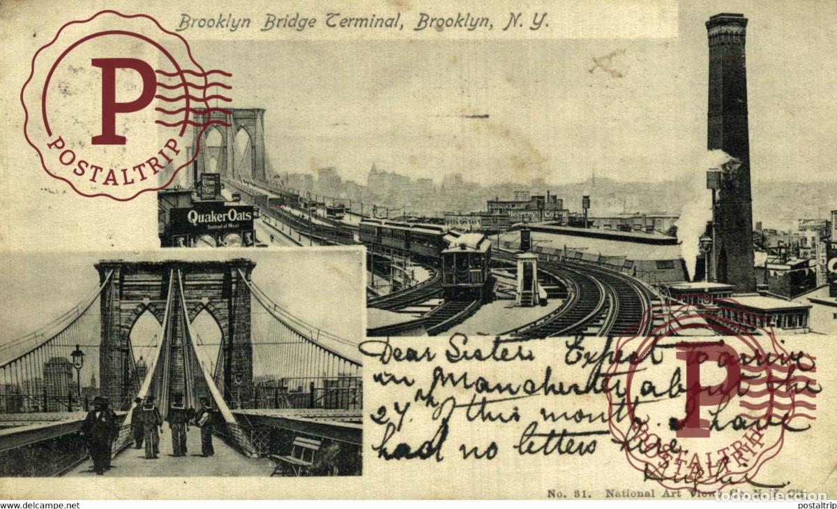 Postcards: USA - Brooklyn Terminal and Bridge - Multivues RAILWAY USA TREN TRAIN TREIN.