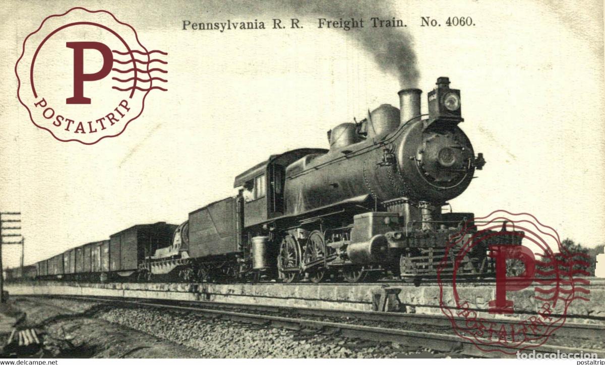 Postcards: PENNSYLVANIA RR FREIGHT TRAIN NO 4060 RAILWAY USA TREN TRAIN TREIN.