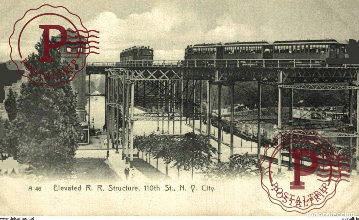 Postais: ELEVATED RAILROAD STRUCTURE 110TH STREET NEW YORK CITY USA TREN TRAIN TREIN.