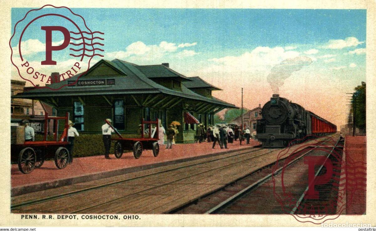 Postales: Coshocton Ohio Penn R.R. Depot RAILROAD USA TREN TRAIN TREIN.