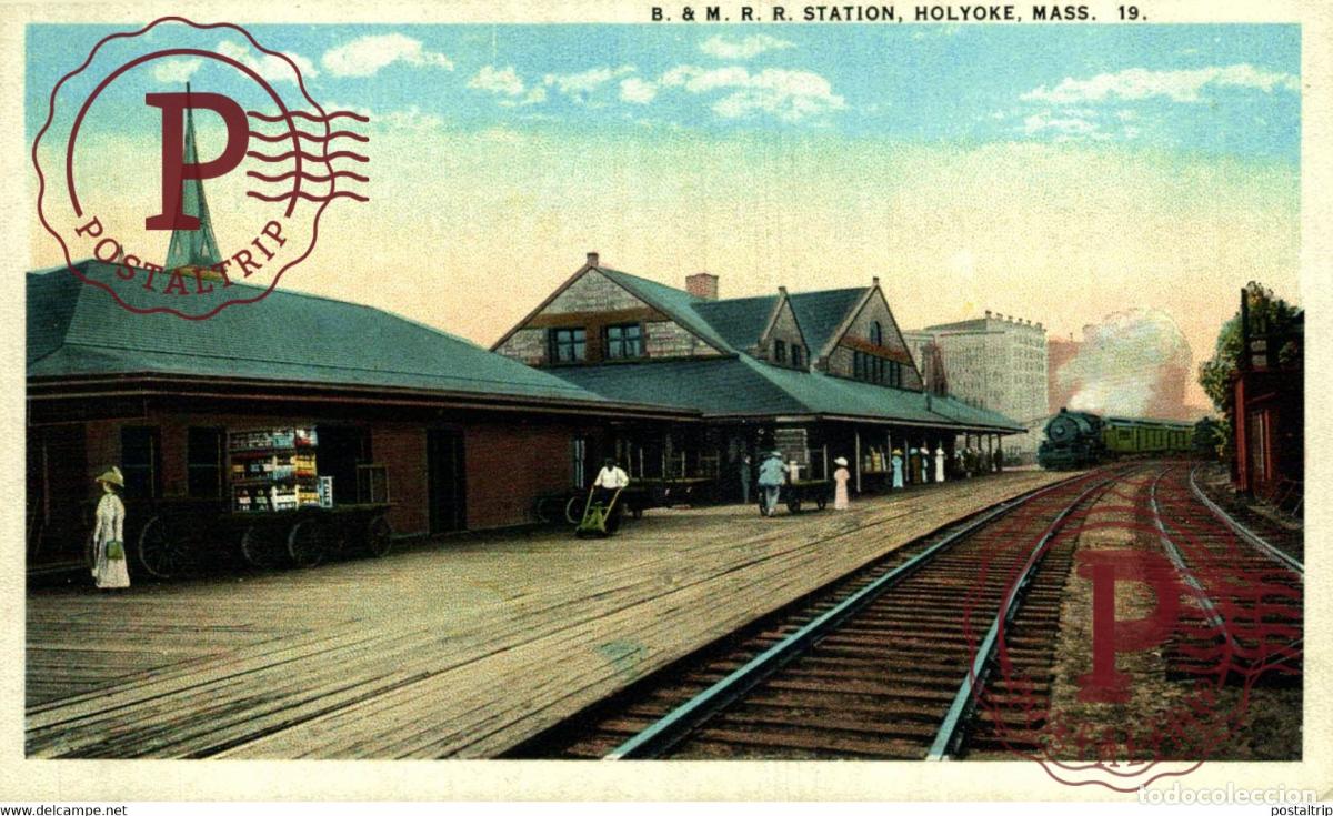 Postales: B MRR STATION HOLYOKE Massachusetts RAILROAD USA TREN TRAIN TREIN.