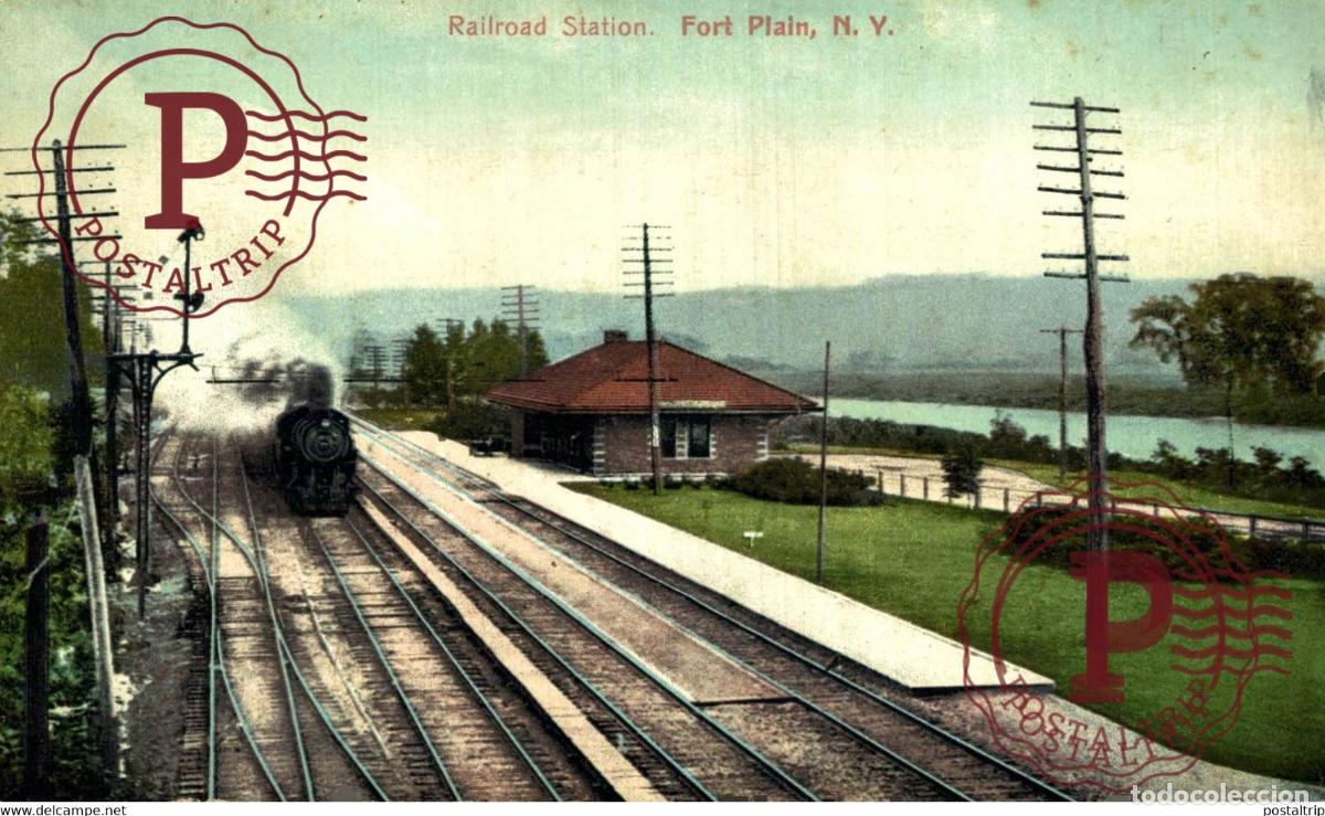 Postales: RAILROAD STATION FORT PLAIN RAILROAD USA TREN TRAIN TREIN.