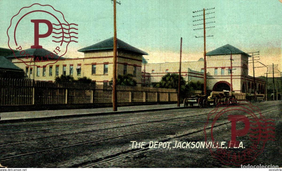Postales: 1909 THE DEPOT JACKSONVILLE RAILROAD USA TREN TRAIN TREIN.