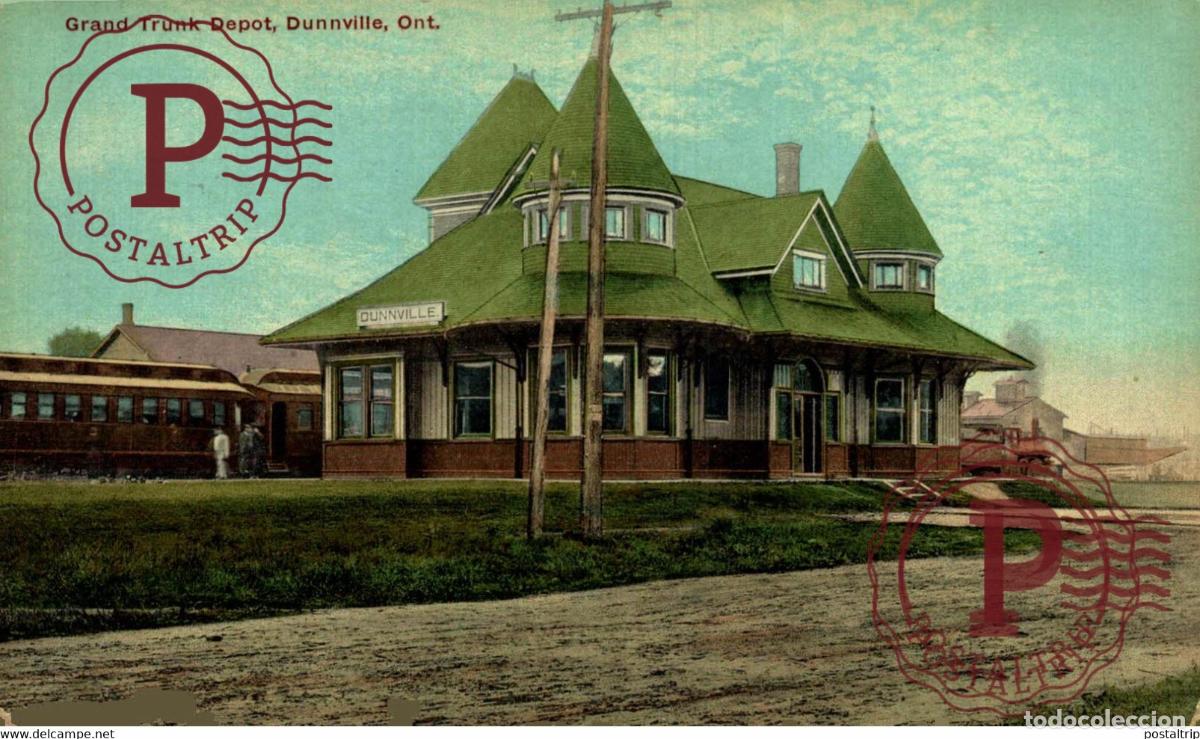 Postales: Railroad Depot , DUNNVILLE , Ontario CANADA GRAND TRUNK TREN TRAIN TREIN.