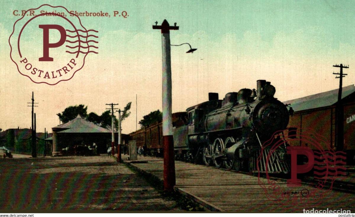Postcards: QUEBEC - SHERBROOKE - C.P.R. Station TREN TRAIN TREIN.