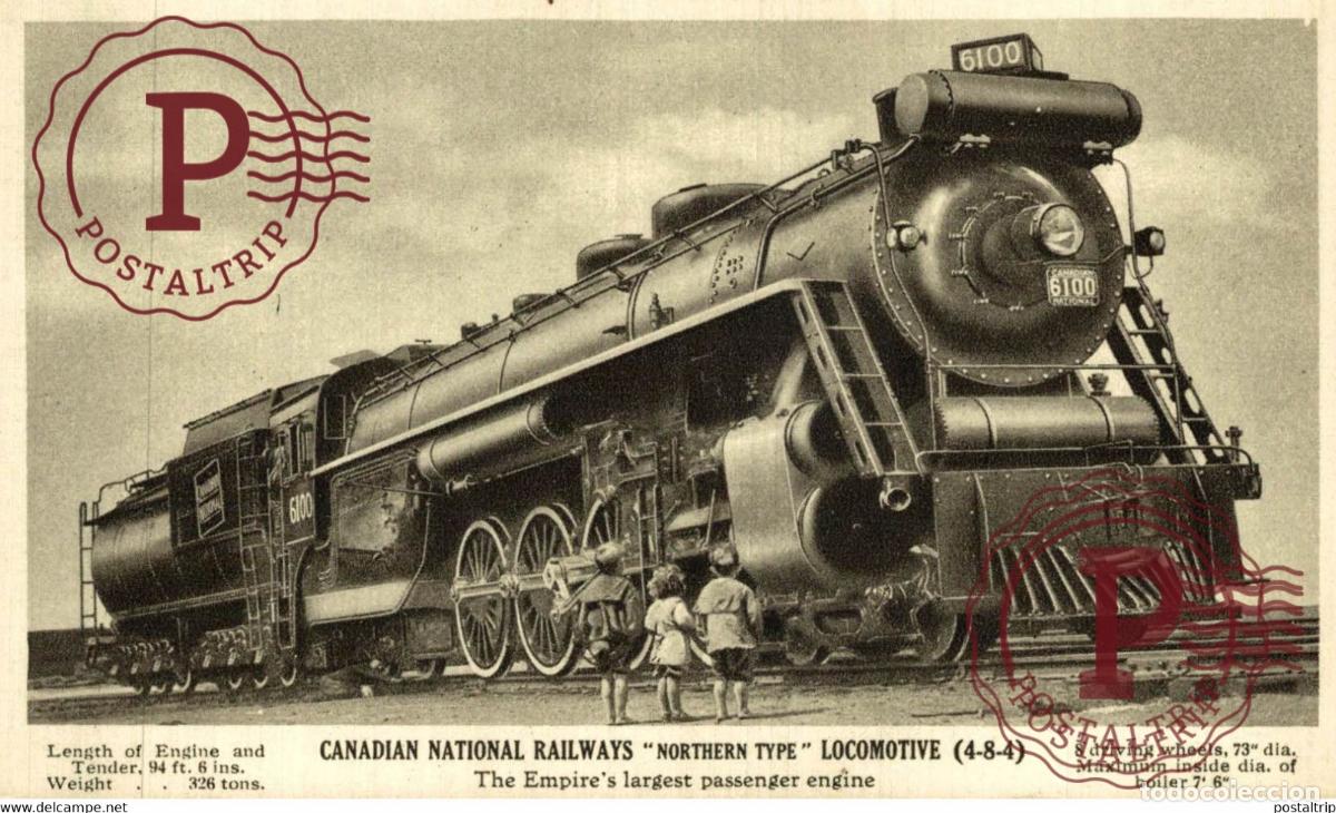 Postales: CANADIAN NATIONAL RAILWAYS NOTHERN TYPE LOCOMOTIVE CANADA RAILWAY TREN TRAIN TREIN.