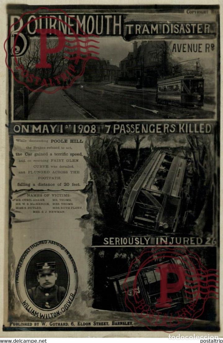 Postales: Dorset Bournemouth Tram Disaster May 1st 1908 Posted Published by Gothard & Eldon Street RPPC TREN C