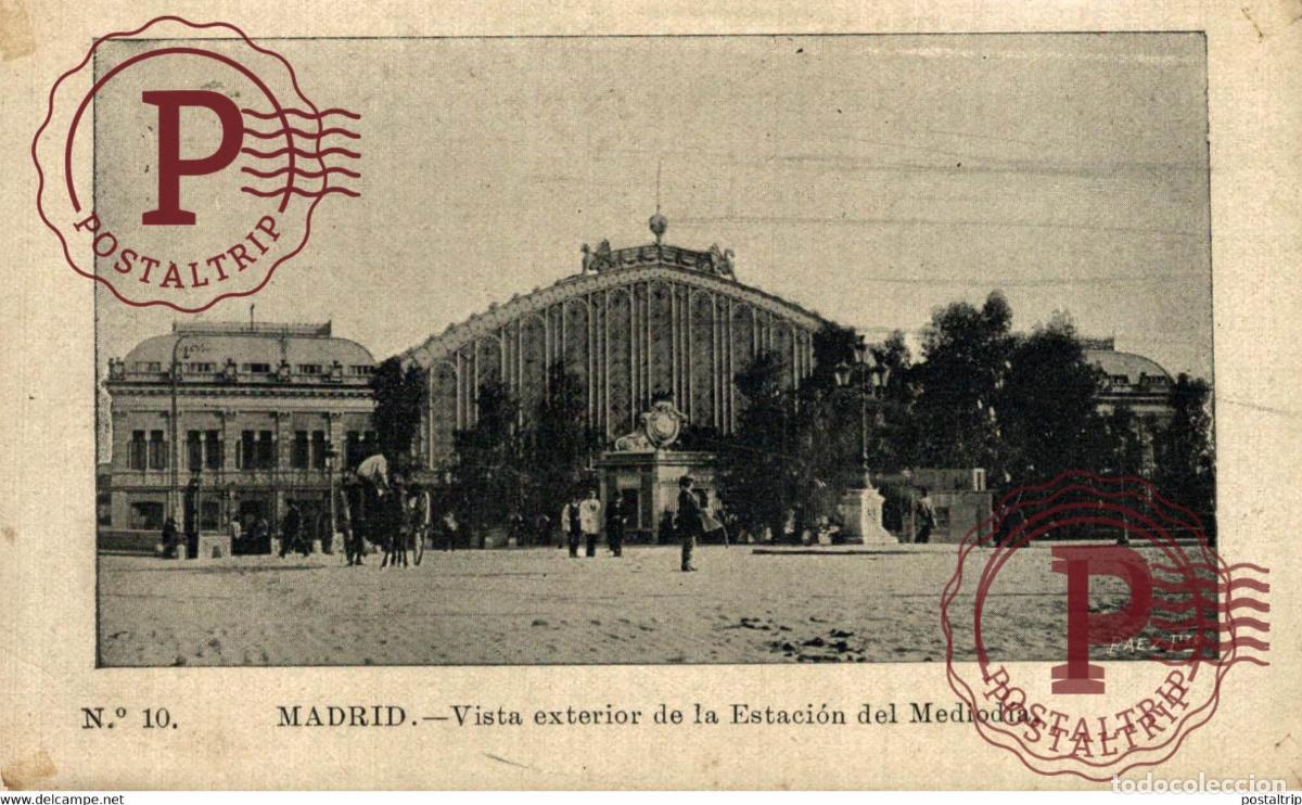 Postales: MADRID VISTA EXTERIOR DE LA ESTACION DEL MEDIODIA espagne CHEMIN DE FER RAILWAY