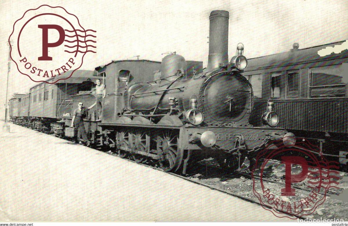 Postales: ESPA&Ntilde;A RARE CPSM TREN OBRERO DE TARRAGONA REMOLCADO POR LA LOCOMOTORA DE VAPOR 030-2099 RAILWAY