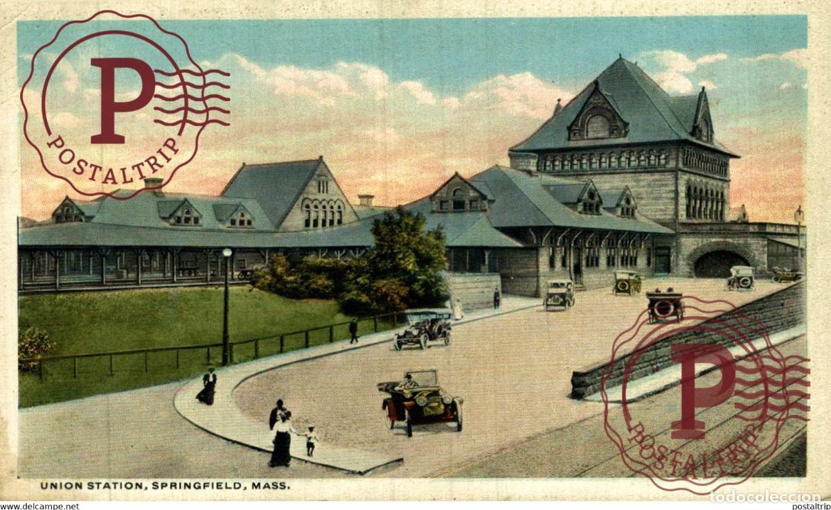 Postales: UNION STATION SPRINGFIELD MASS RAILROAD RAILWAY CHEMIN DE FER EEUU USA