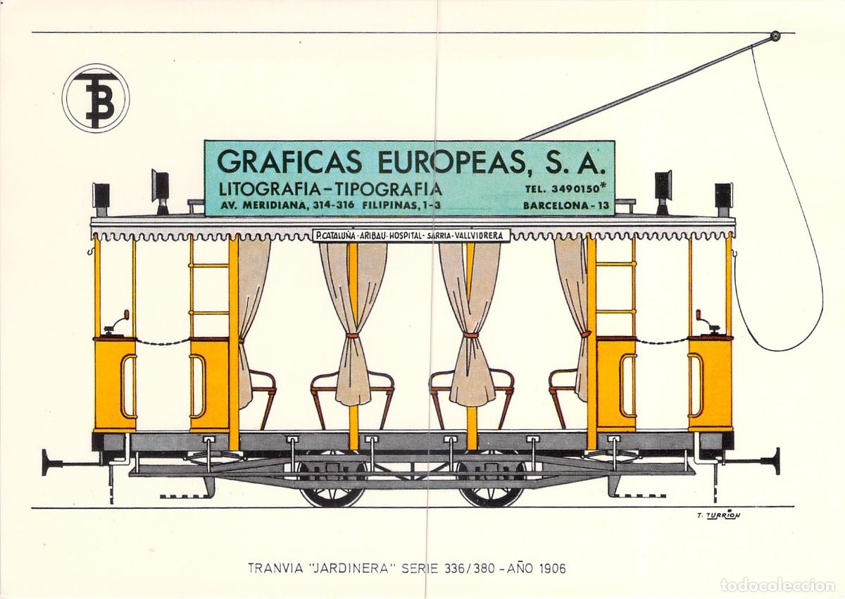Postais: Postal Tranv&iacute;a Jardinera Serie 336/380 Barcelona Transporte