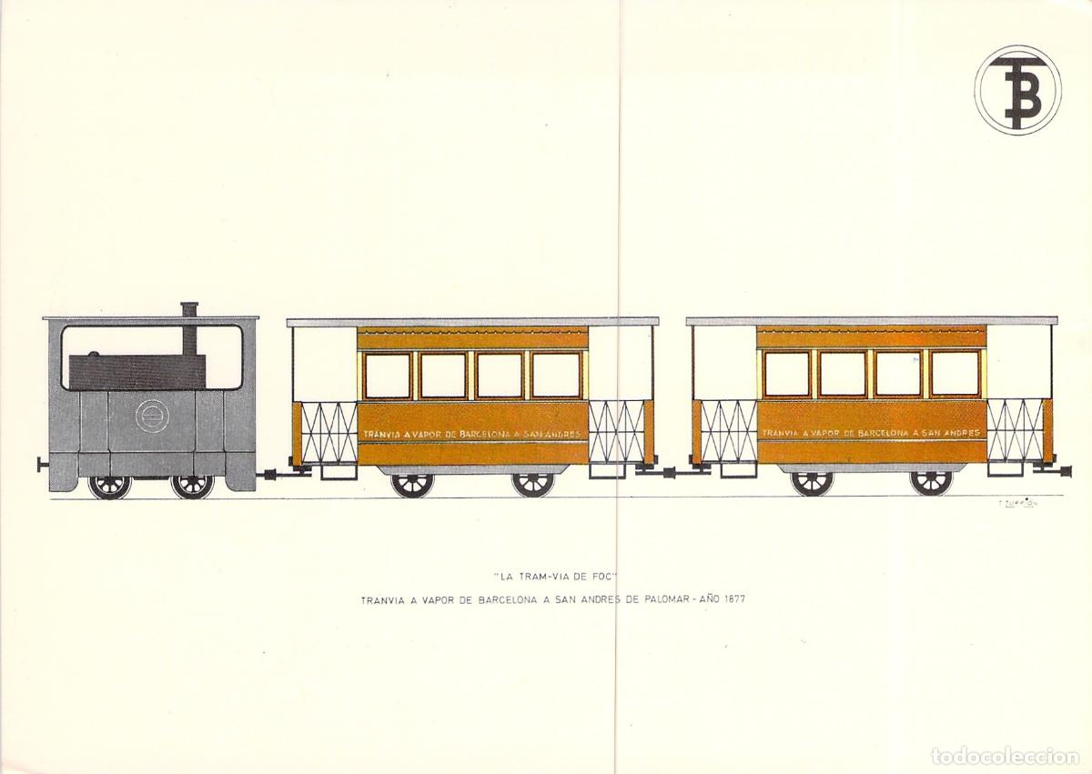 Postais: Postal Ilustrada Tranv&iacute;a a Vapor La Tram-v&iacute;a de Foc Barcelona