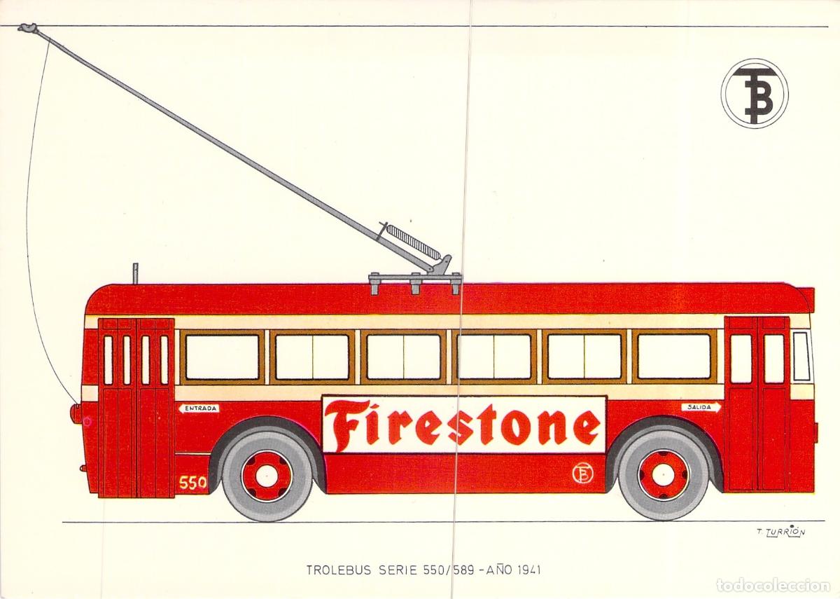 Postais: Postal Troleb&uacute;s Serie 550/589 de Barcelona - Colecci&oacute;n Centenario