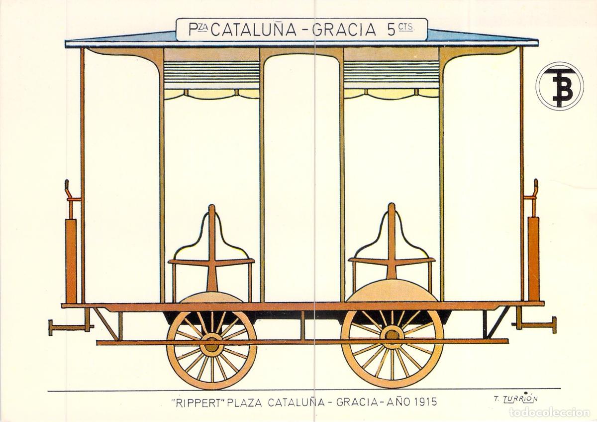 Postais: Postal Ilustraci&oacute;n Veh&iacute;culo Rippert Barcelona Plaza Catalu&ntilde;a Gracia