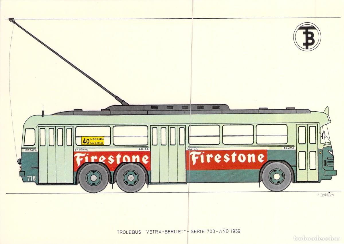 Cartoline: Postal Troleb&uacute;s Vetra-Berliet Serie 700 Transportes de Barcelona