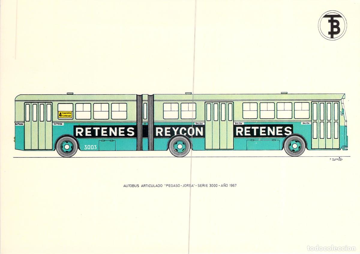 Cartoline: Postal Autob&uacute;s Articulado Pegaso-Jorsa Serie 3000 Barcelona