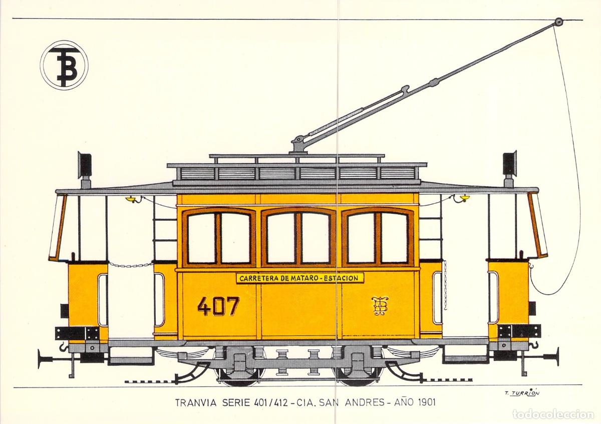Cartoline: Postal de Tranv&iacute;a Serie 401/412 Compa&ntilde;&iacute;a San Andr&eacute;s de Barcelona