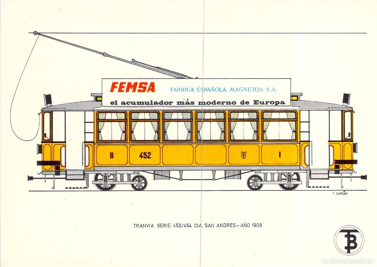 Cartoline: Postal Tranv&iacute;a Barcelona Serie 452/454 Compa&ntilde;&iacute;a San Andr&eacute;s