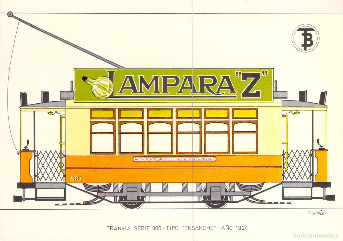 Postales: Postal Ilustrada Tranv&iacute;a Serie 800 Tipo Ensanche de Barcelona