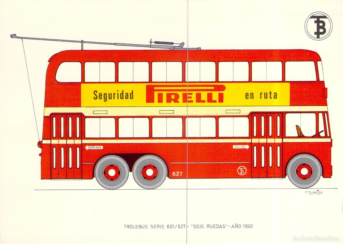 Postales: Postal Troleb&uacute;s Seis Ruedas Serie 601/627 Barcelona