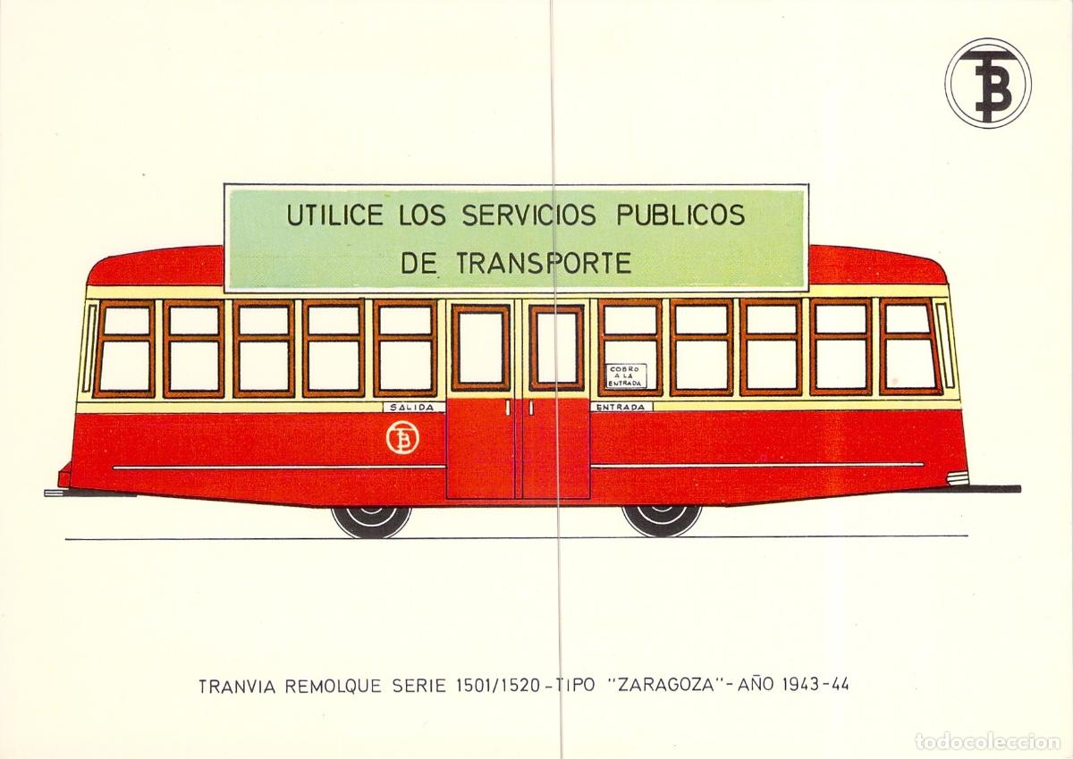 Postales: Postal Tranv&iacute;a Remolque Tipo Zaragoza Serie 1501/1520 Barcelona