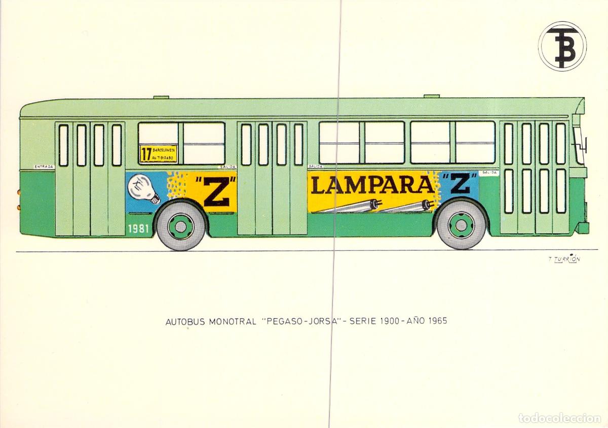 Postales: Postal Autob&uacute;s Monotral Pegaso-Jorsa Serie 1900 Barcelona