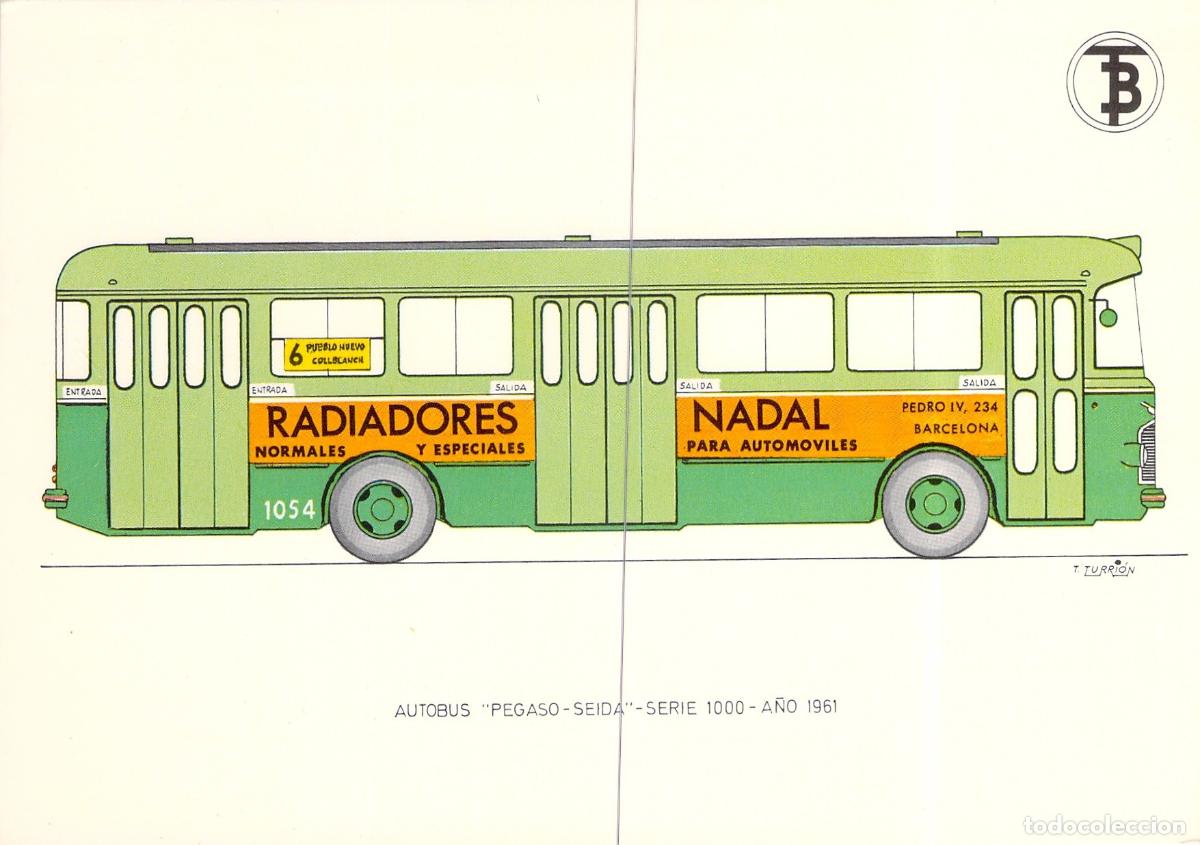 Postales: Postal Autob&uacute;s Pegaso-Seida Serie 1000 Transportes de Barcelona