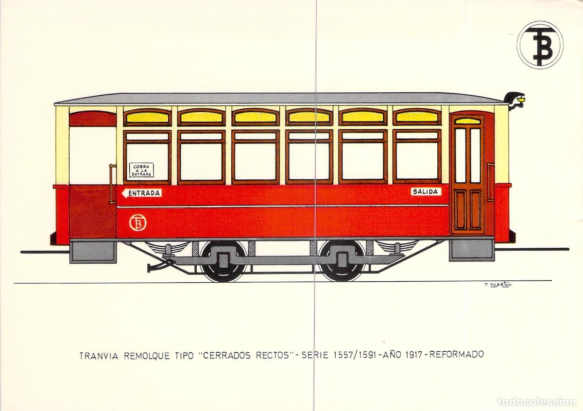 Postales: Postal Tranv&iacute;a Remolque Cerrados Rectos de Barcelona