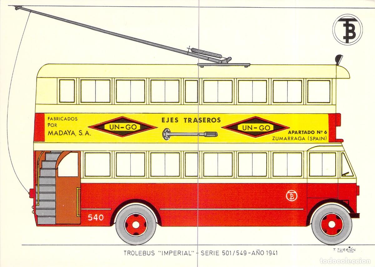 Postales: Postal Troleb&uacute;s Imperial Serie 501-549 Transportes de Barcelona