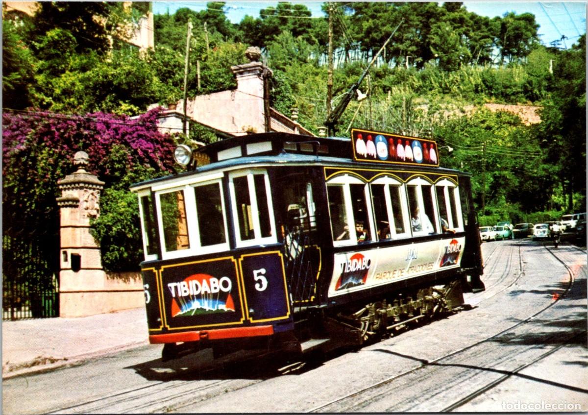 Postales: Barcelona - Tramvia Blau - Cotxe Serie 5-10 - Bergas 1 - 146x102mm -Pub. Tibidabo Parque Atracciones