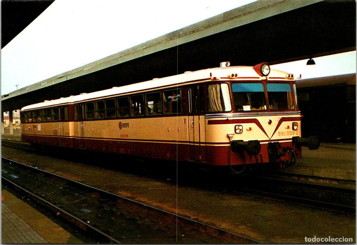 Postales: RENFE - Automotor Diesel 591-558.2 - Estaci&oacute;n de Zamora - Librimport 6 - 150x103mm