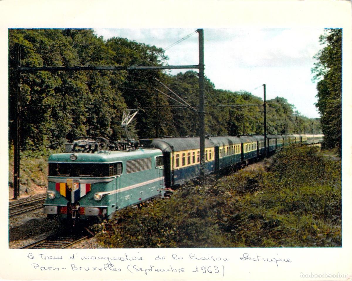 Postales: Postal del Tren de Inauguraci&oacute;n El&eacute;ctrico Par&iacute;s-Bruselas