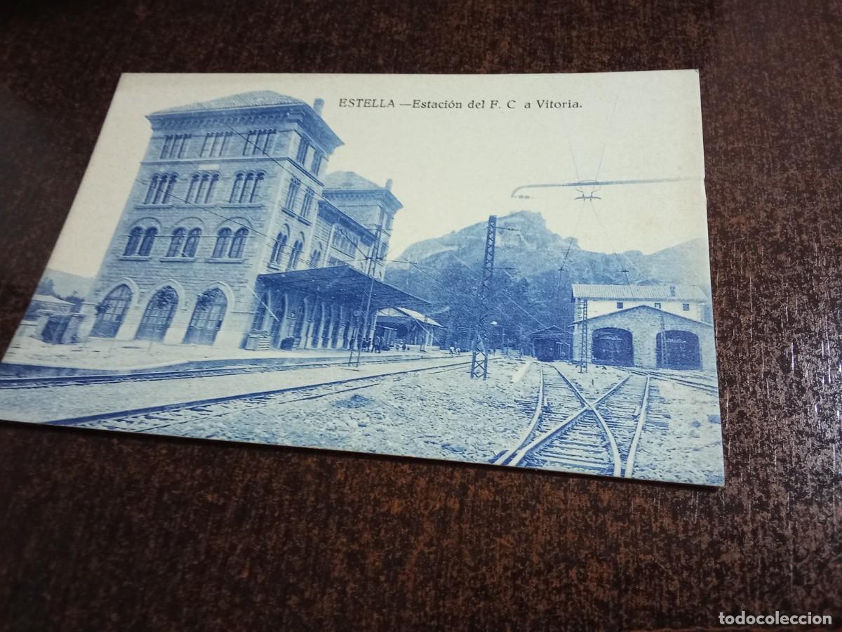 Postales: Estella.Estacion del Ferrocarril a Vitoria.