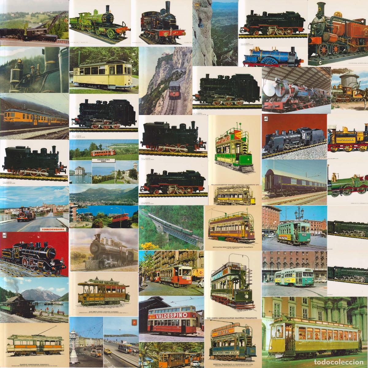 Postales: LOTE 40 POSTALES MODERNAS DE TRENES TRANVIAS Y AUTOBUSES