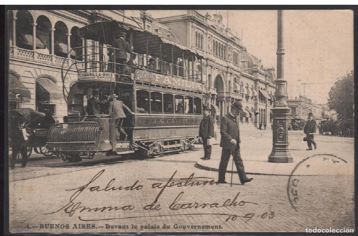 Postales: Buenos Aires.Tranv&iacute;a de 2 pisos.L&aacute;mina moderna 20cmx30cm sacada de una postal antigua.Preciosaimagen