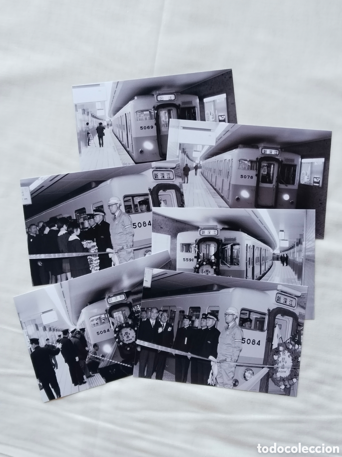 Postales: Lote 6 Fotos Metro Osaka 1969 Inauguraci&oacute;n L&iacute;nea Sennichimae Tren Serie 5000