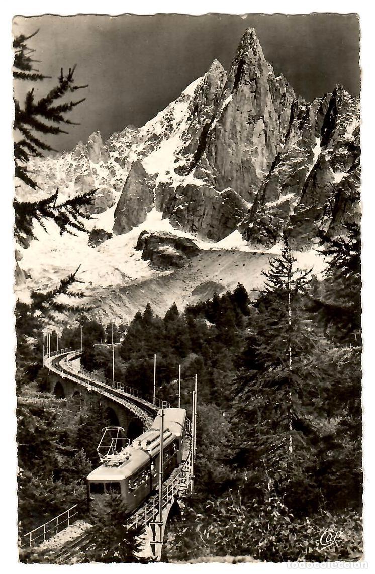 Postales: CHAMONIX MONT-BLANC (Francia). Ferrocarril de Montenvers y Aiguille du Dru. Ed. CAP, 1275.