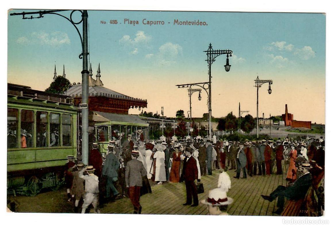 Postales: MONTEVIDEO (Uruguay). Playa Capurro. Tranv&iacute;as. Ed. A. Carluccio, Motevideo, N&ordm; 435. Nueva.
