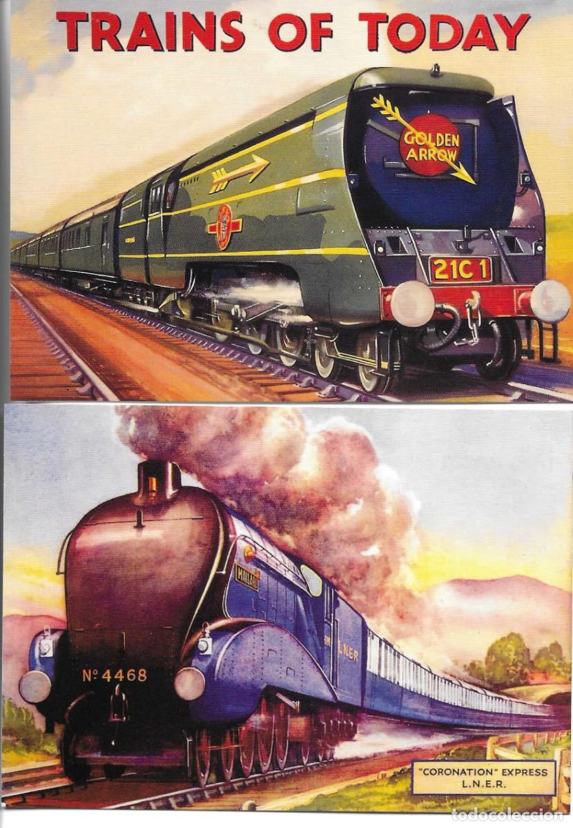 Postales: &rdquo;Trenes Famosos&rdquo; Lote de dos postales ilustradas Inglesas. 10 x 15 cms..