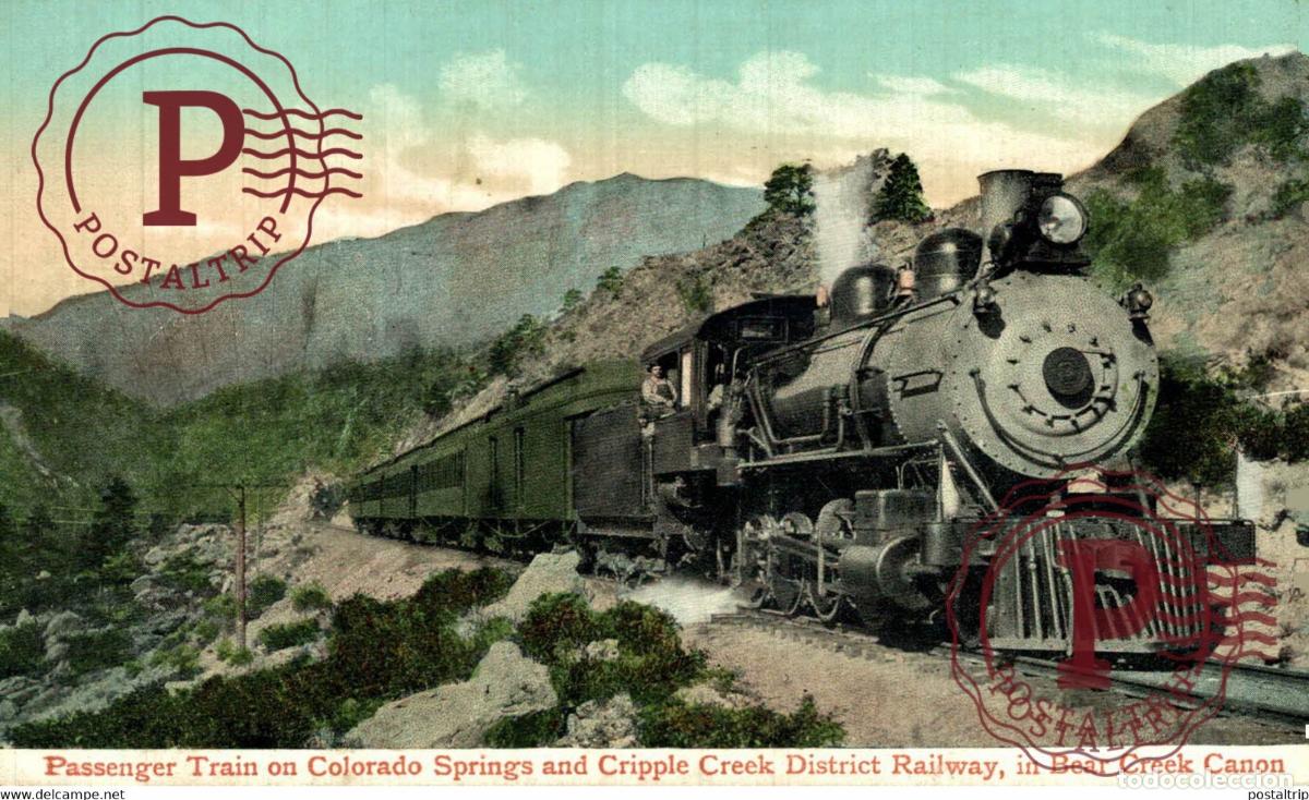 Postales: Passenger train on Colorado Springs and Cripple Creek District Railway BEAR C RAILROAD RAILWAY CHEMI
